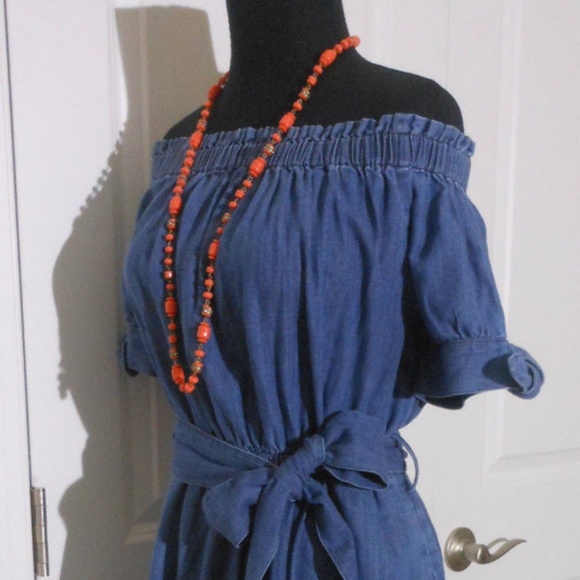 J CREW NWT Off the Shoulder Chambray Dress 4 - Picture 4 of 8